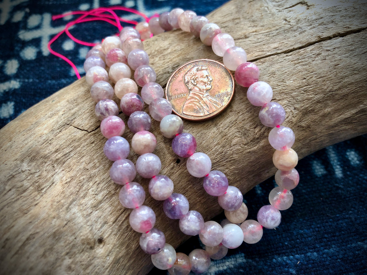 Pink Tourmaline with Pink Lepidolite Rounds Bead Strand - 6mm - 15"