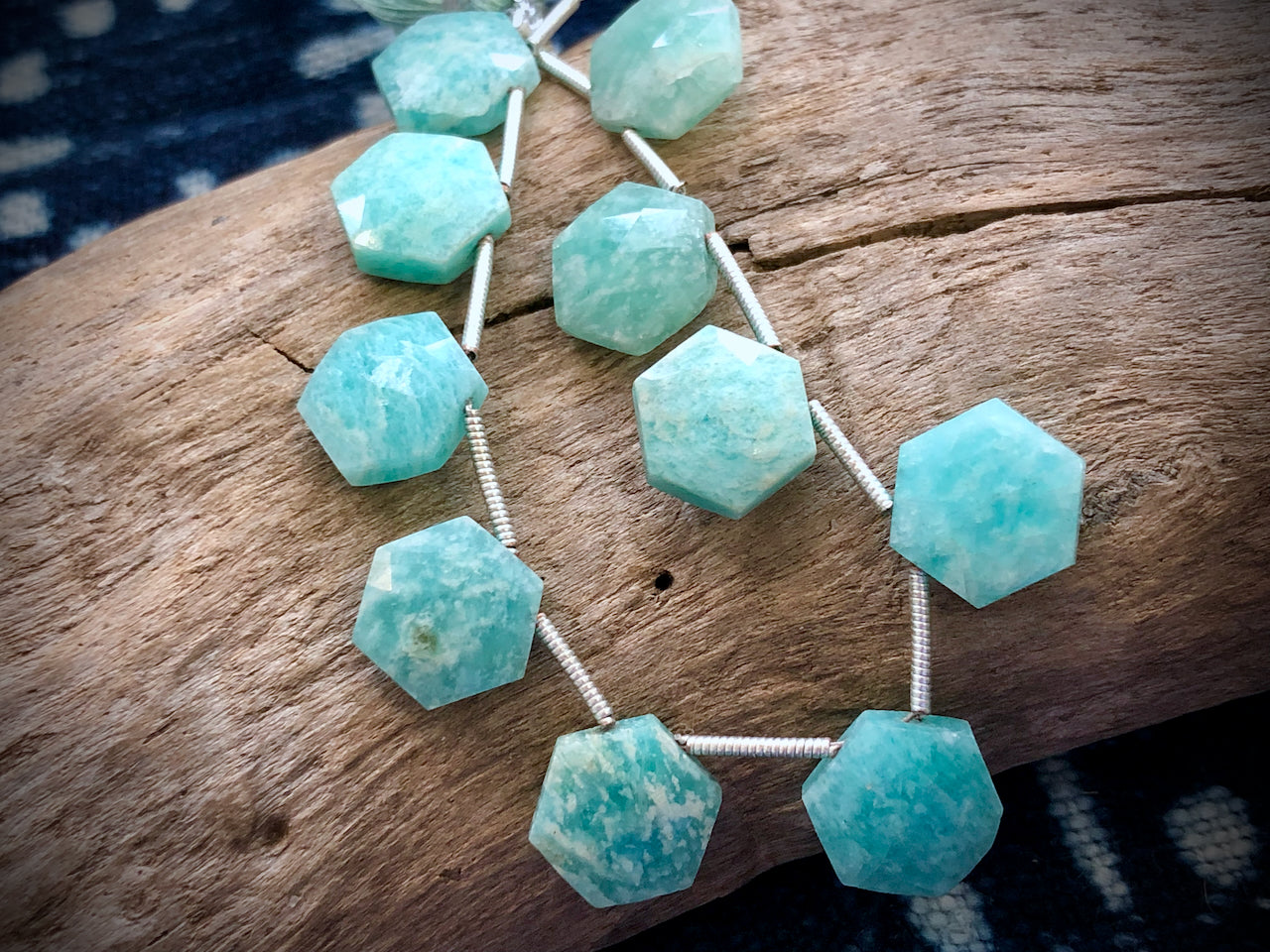 Russian Apatite Faceted Hexagon Bead Strand - 11mm - 5.5"