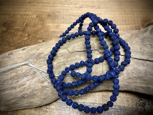 Blue (dyed) Lava 4-4.5mm Round Beads