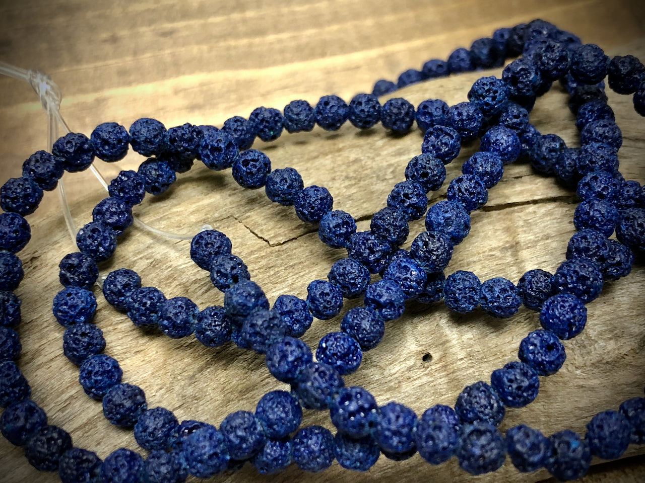 Blue (dyed) Lava 4-4.5mm Round Beads