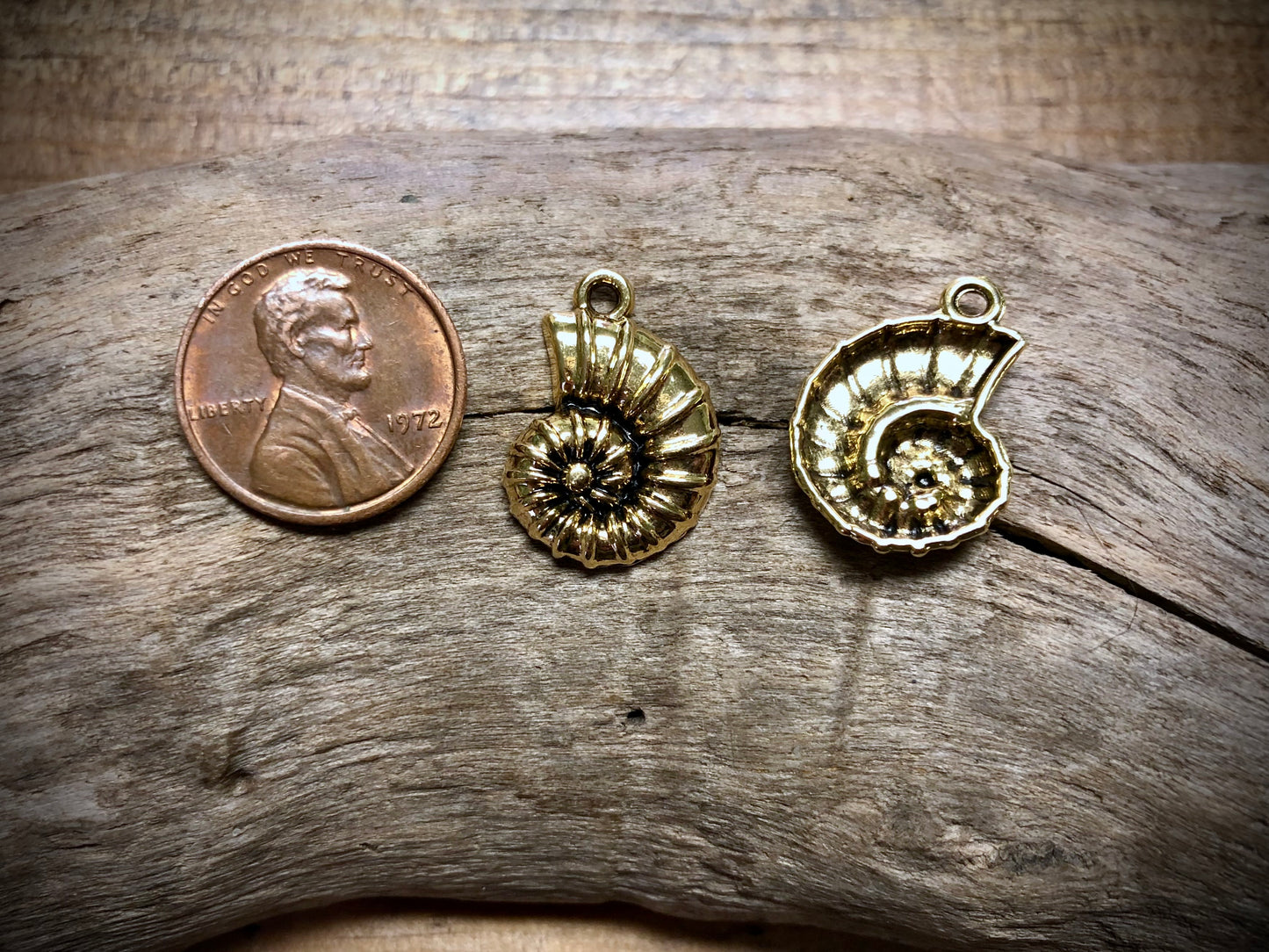 Ammonite Charm - Gold Tone