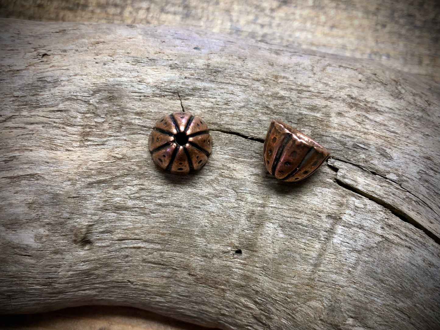 Dots & Lines Bead Cap - Antique Copper