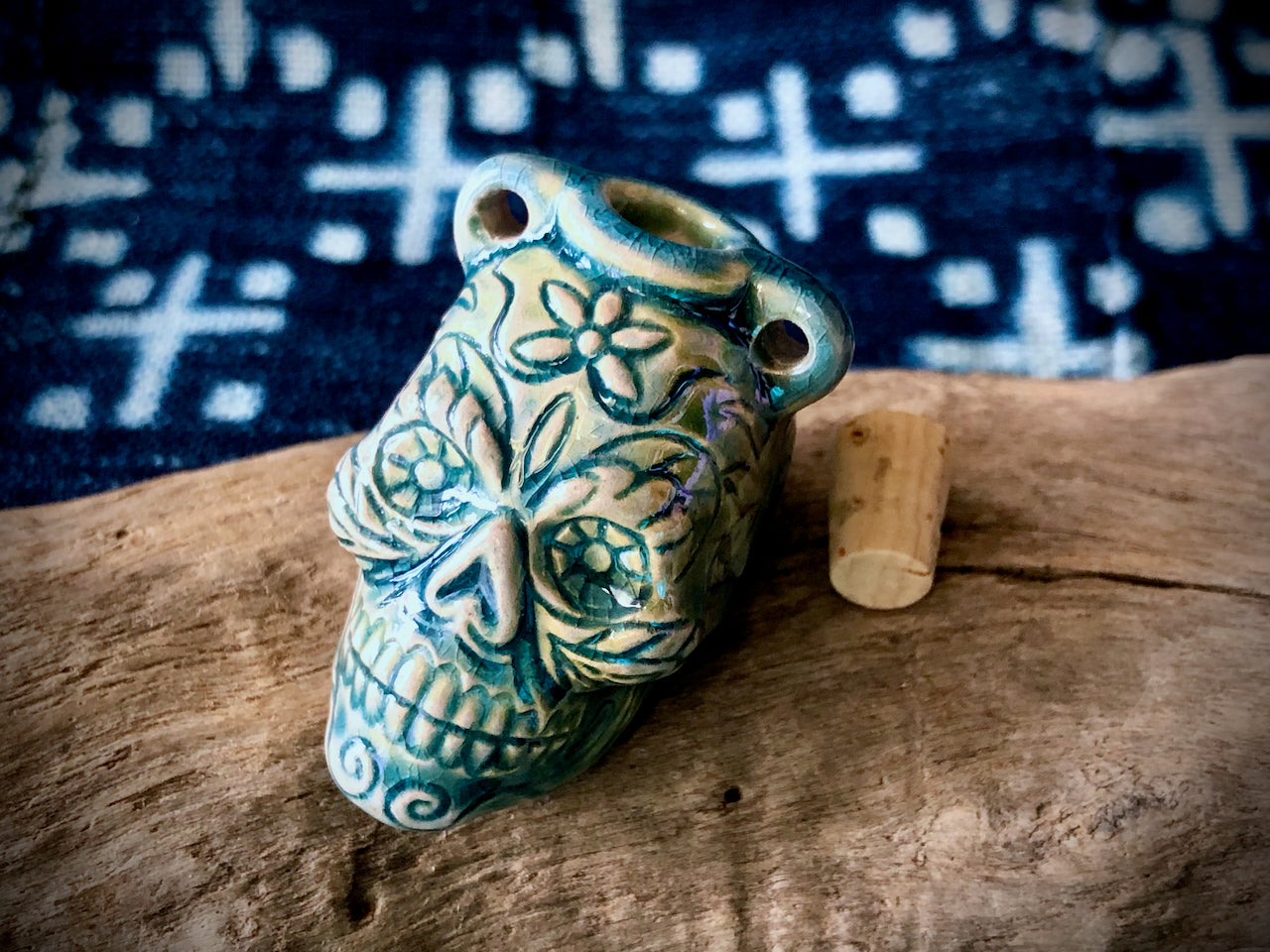 Peruvian Ceramic Vessel—Raku Skull