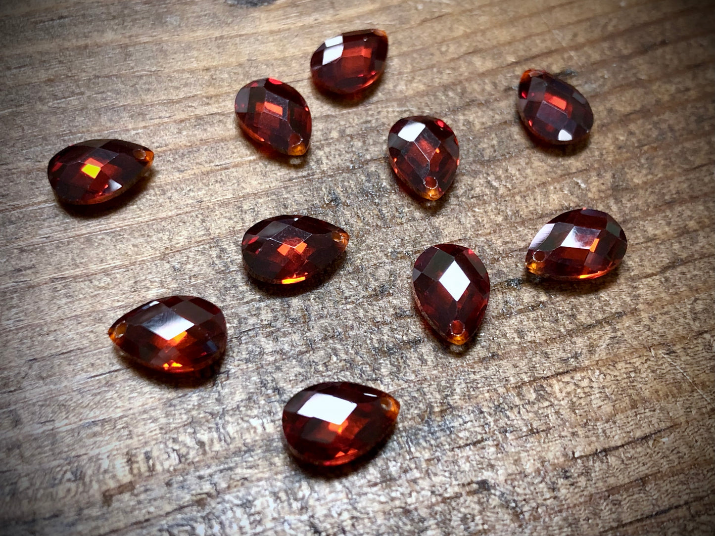 Cubic Zirconia Crystal Faceted Pear - Garnet
