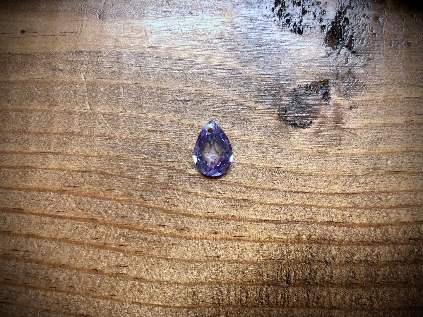 Cubic Zirconia Crystal Faceted Pear - Light Amethyst