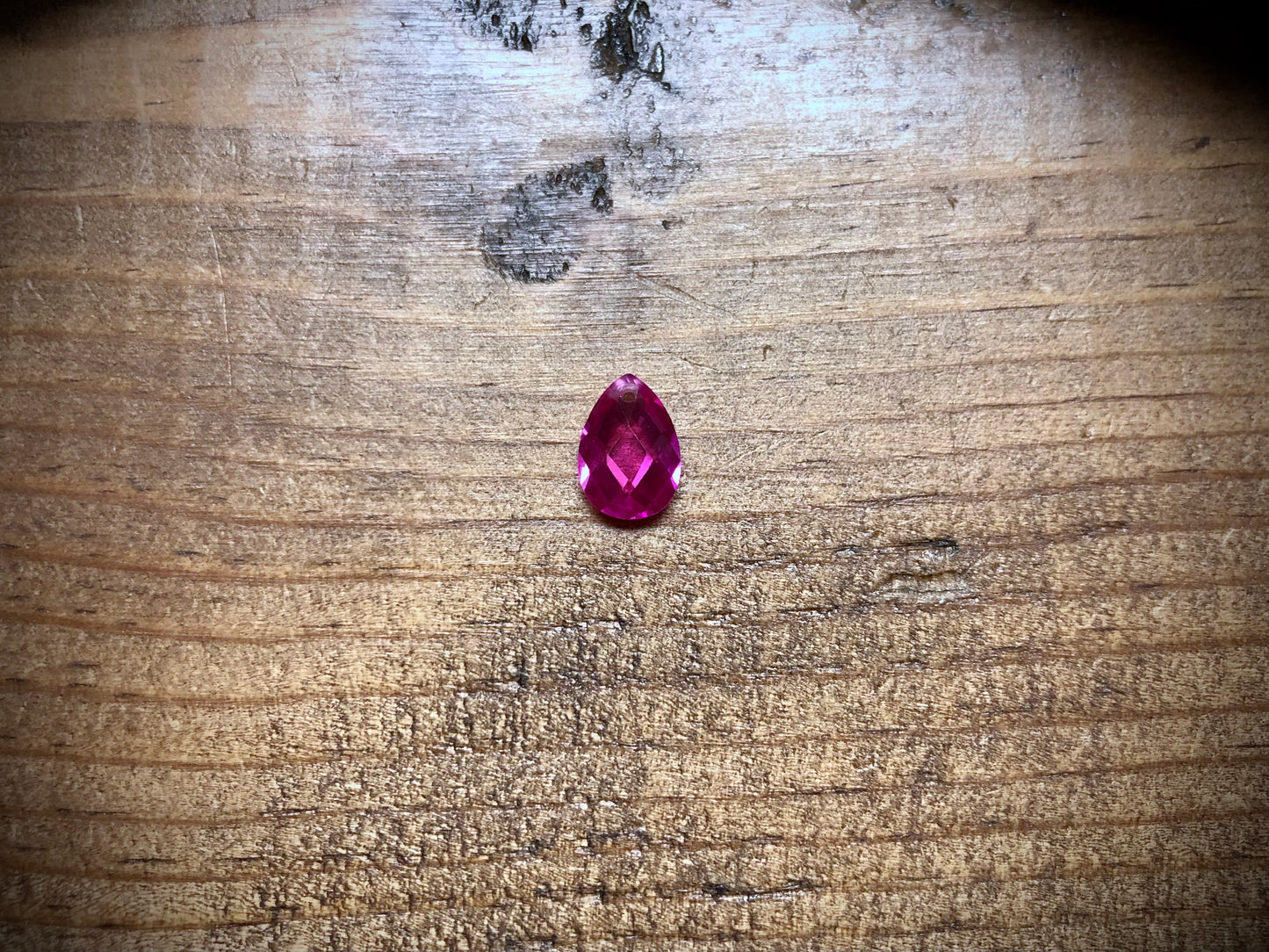 Cubic Zirconia Crystal Faceted Pear - Rose Pink