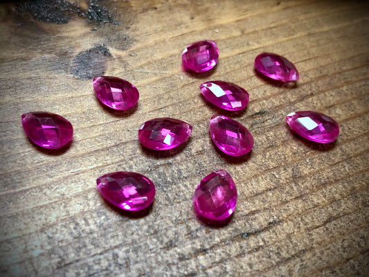 Cubic Zirconia Crystal Faceted Pear - Rose Pink