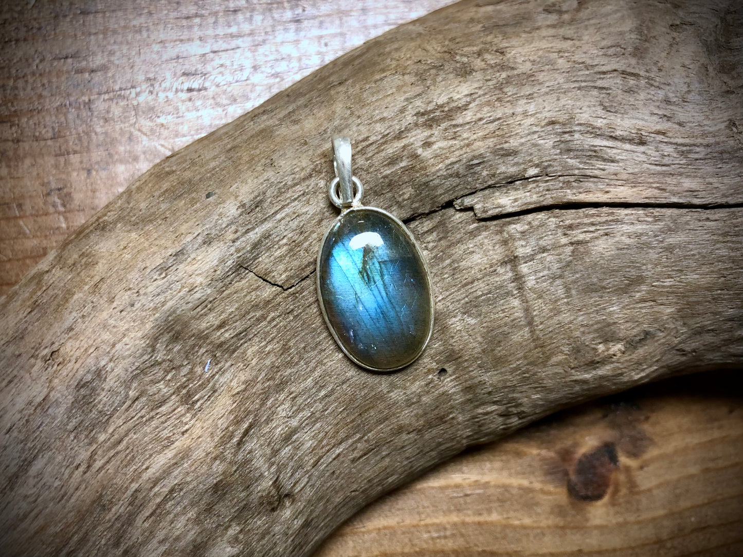 Labradorite Pendant with Silver Plated Bezel