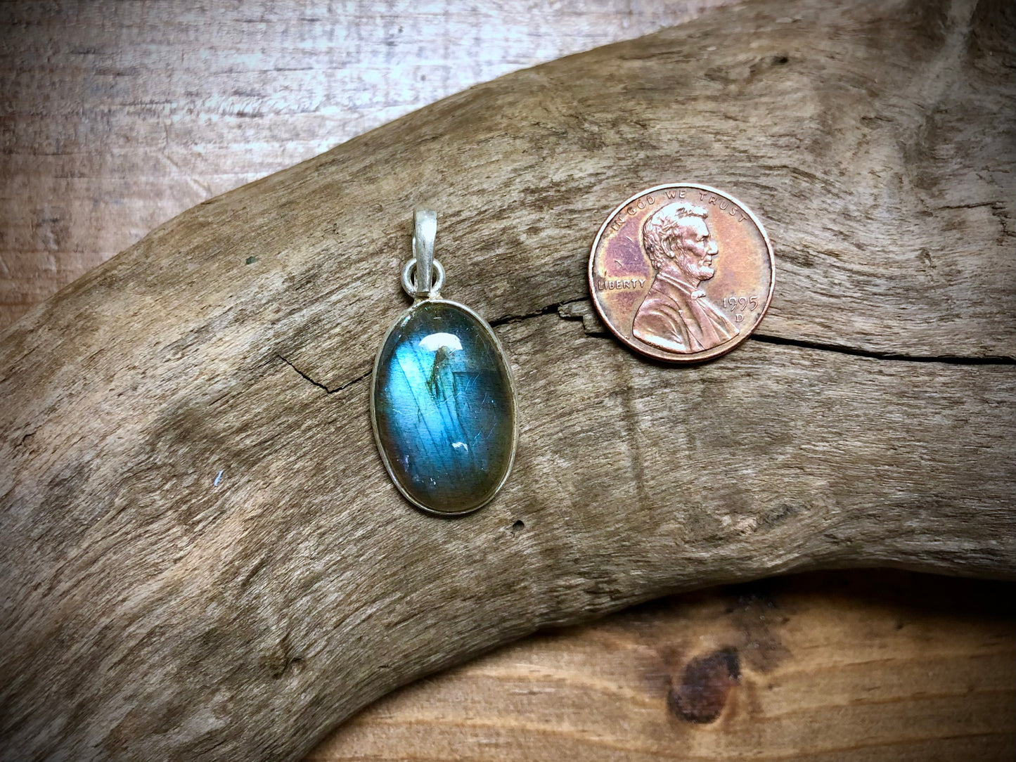 Labradorite Pendant with Silver Plated Bezel
