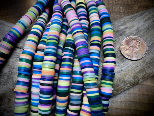 Polymer Clay Bead Strand - Mixed - 8mm Discs