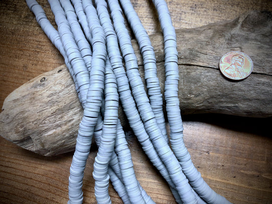 Polymer Clay Bead Strand - Gray - 8mm Discs