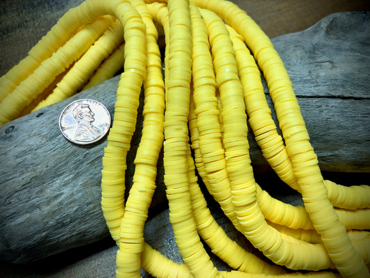 Polymer Clay Bead Strand - Yellow - 8mm Discs