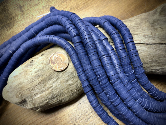 Polymer Clay Bead Strand - Dark Blue - 8mm Discs