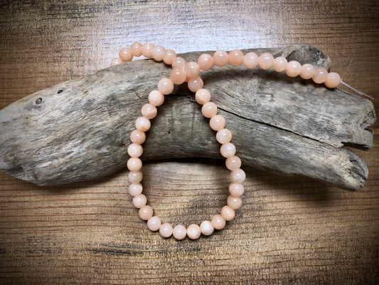 Dyed Jade Smooth Rounds - Peach - 8mm - 15.5"