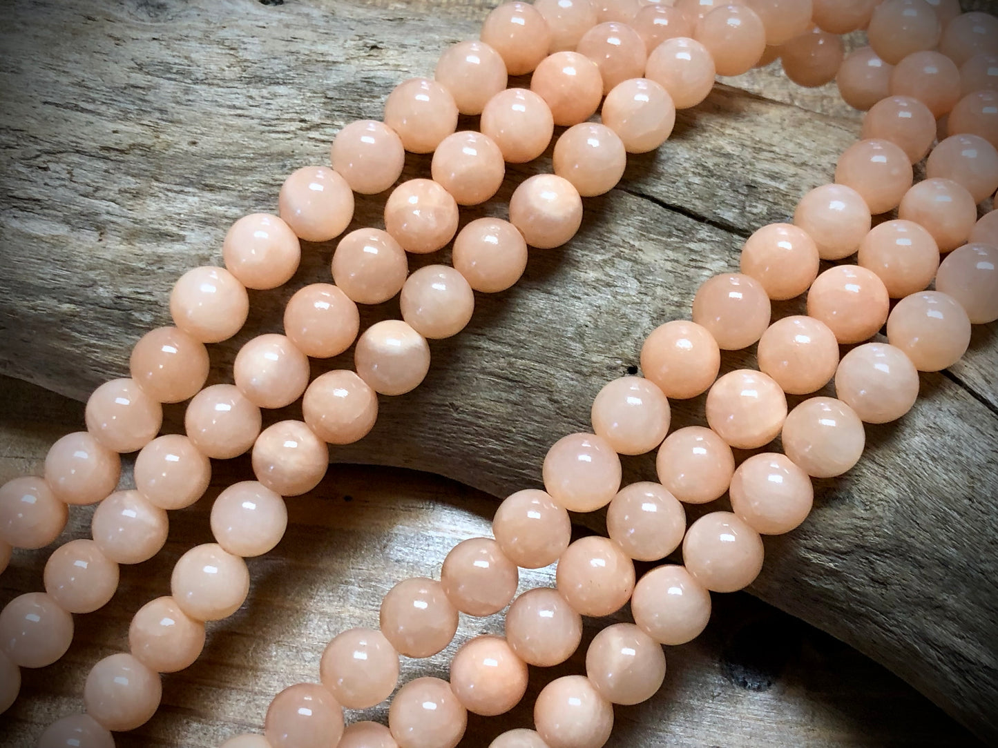 Dyed Jade Smooth Rounds - Peach - 8mm - 15.5"