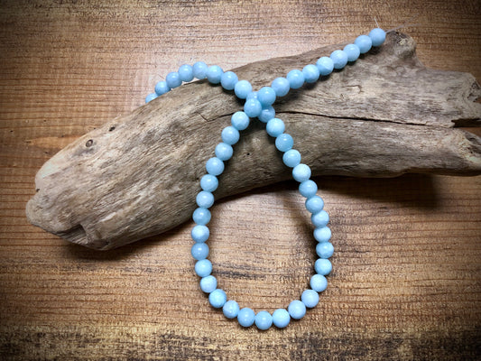 Dyed Jade Smooth Rounds - Light Blue - 8mm - 15.5"