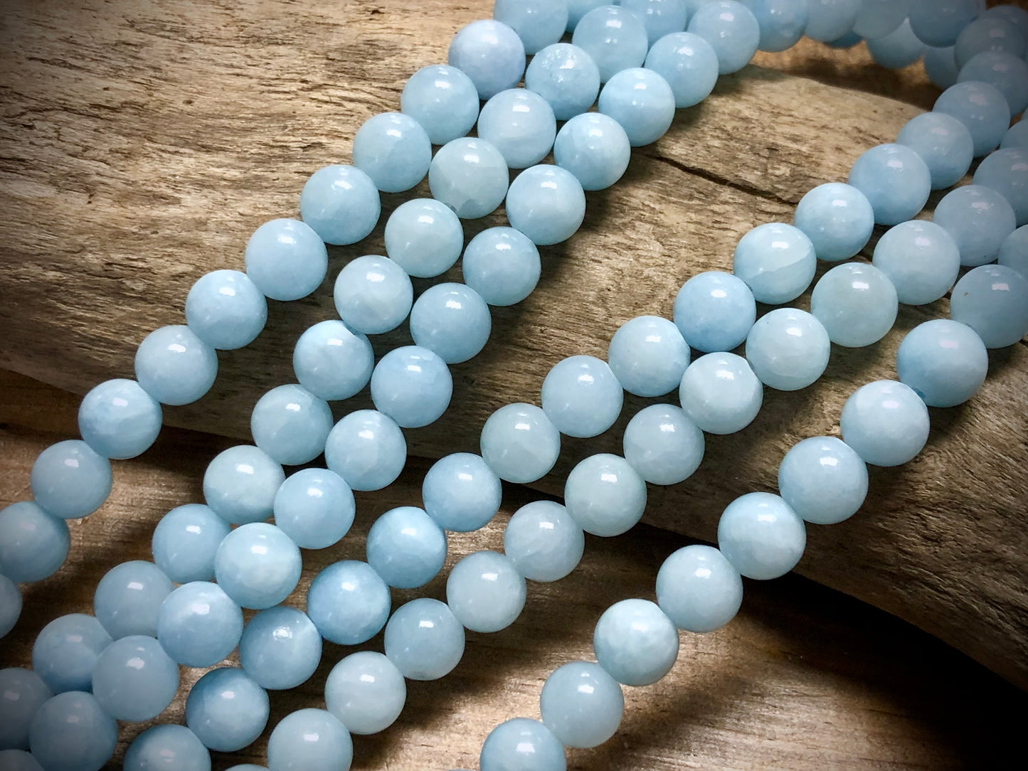 Dyed Jade Smooth Rounds - Light Blue - 8mm - 15.5"