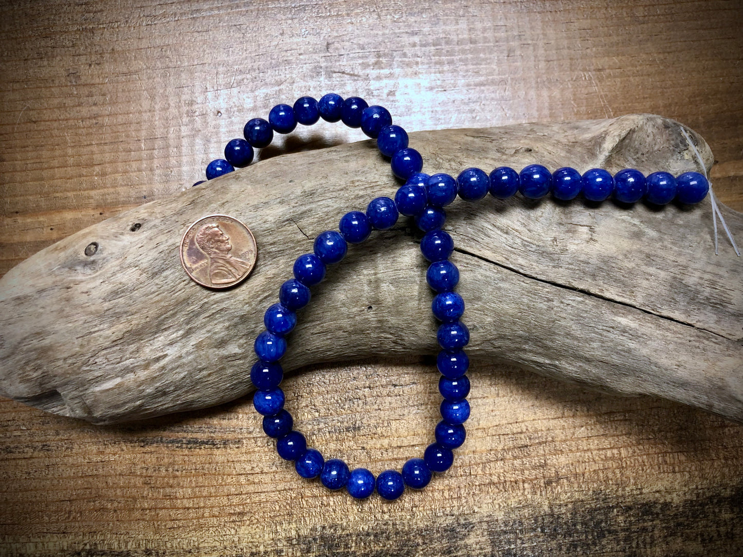 Dyed Jade Smooth Rounds - Deep Blue - 8mm - 15.5"
