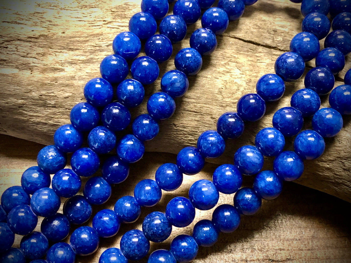 Dyed Jade Smooth Rounds - Deep Blue - 8mm - 15.5"