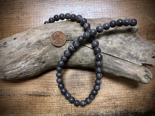 Dyed Jade Smooth Rounds - Grey - 8mm - 15.5"
