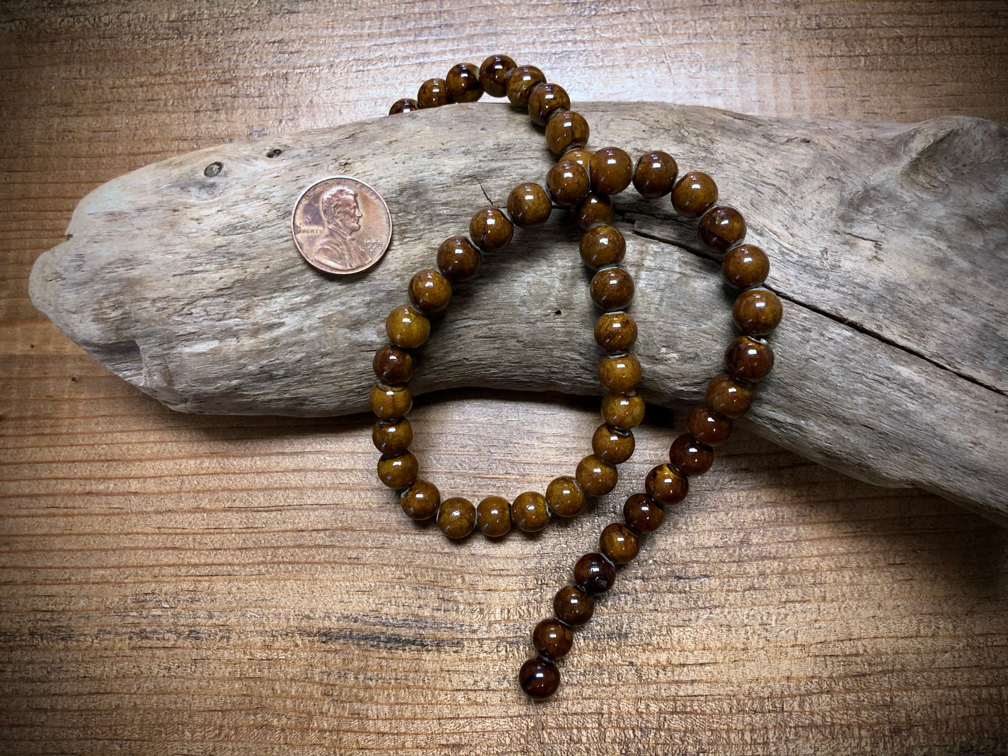 Dyed Jade Smooth Rounds - Brown - 8mm - 15.5"