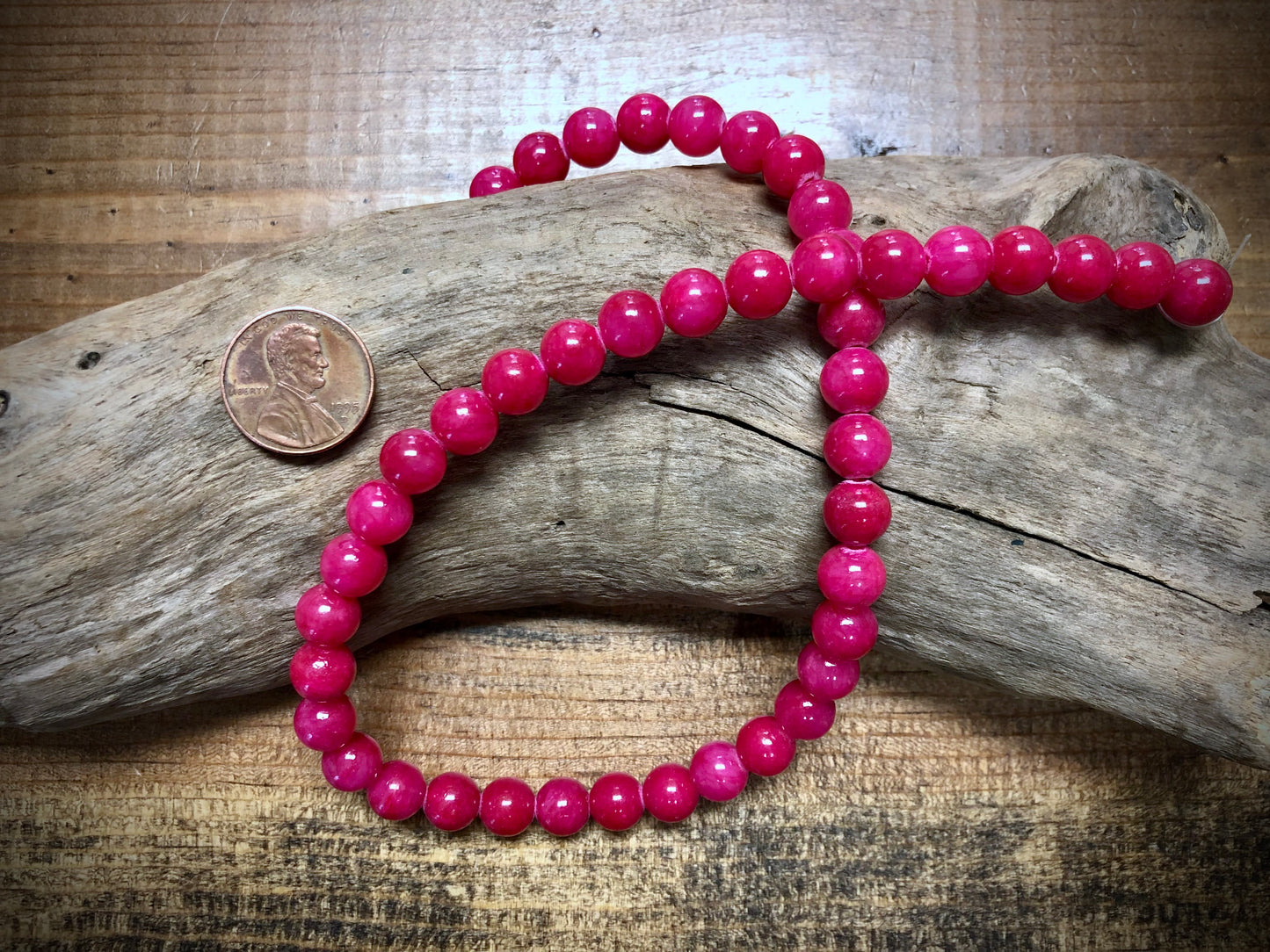 Dyed Jade Smooth Rounds - Hot Pink - 8mm - 15.5"