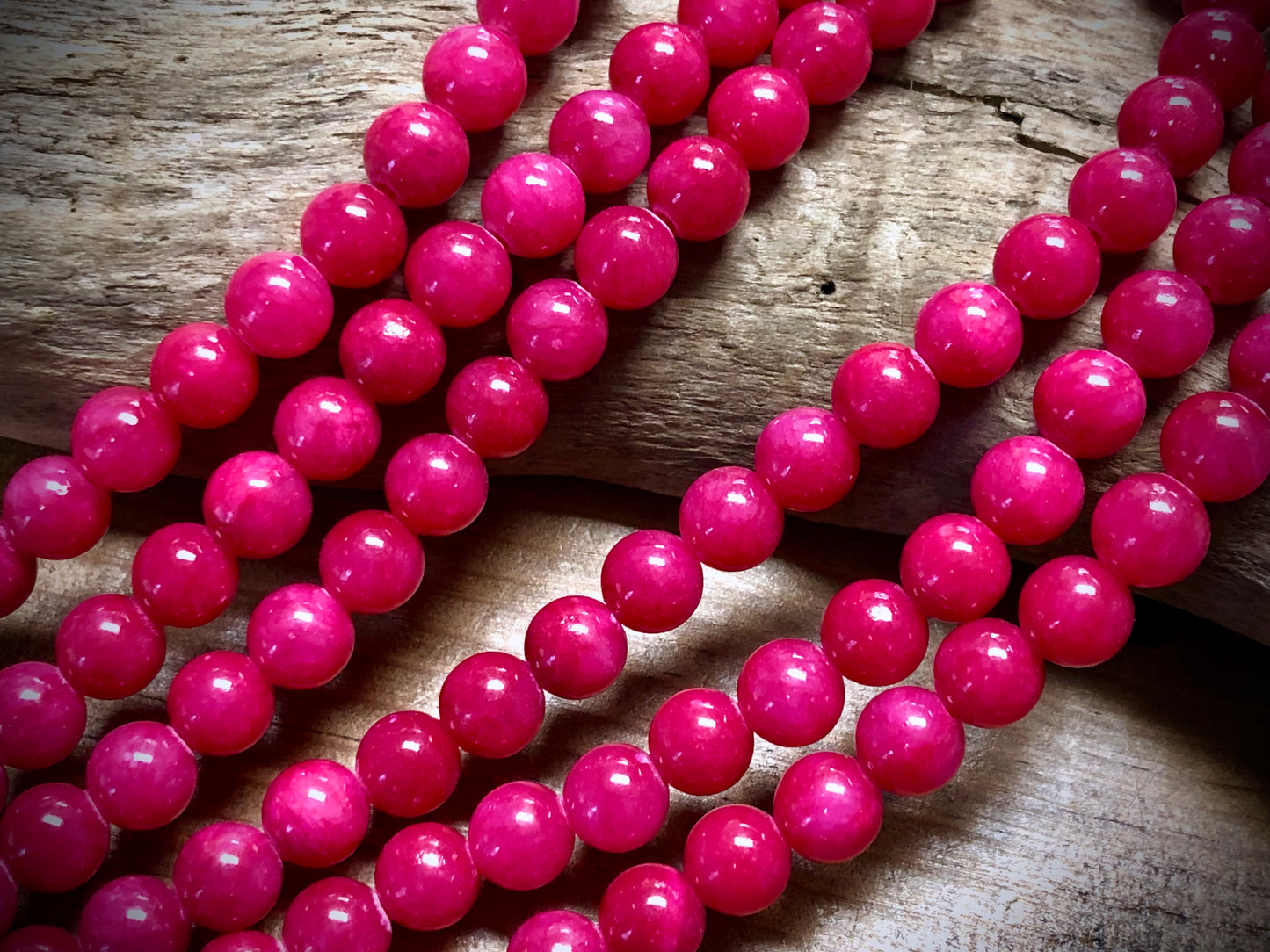 Dyed Jade Smooth Rounds - Hot Pink - 8mm - 15.5"