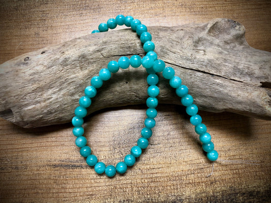 Dyed Jade Smooth Rounds - Teal - 8mm - 15.5"