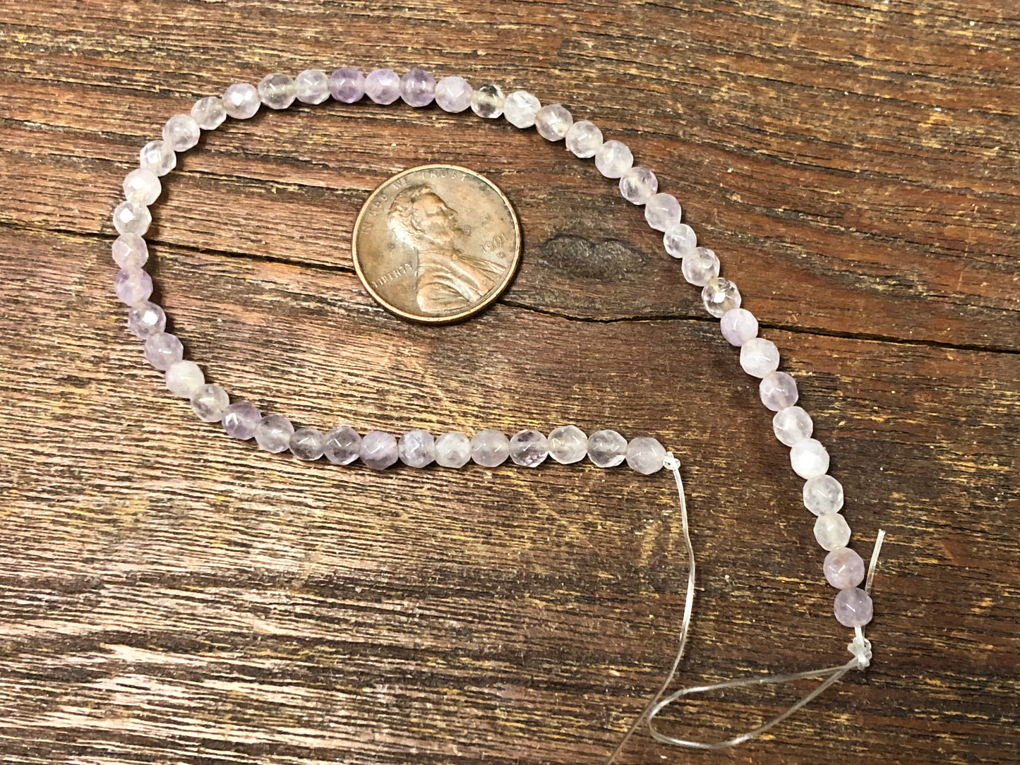 Lavender Amethyst 4mm Faceted Round Beads - 8" Strand