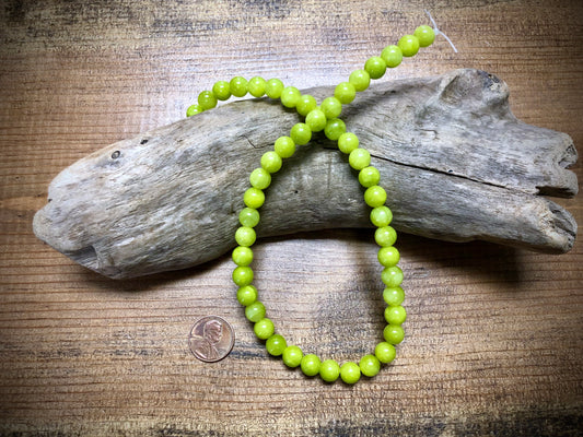 Dyed Jade Smooth Rounds - Lime Green - 8mm - 15.5"