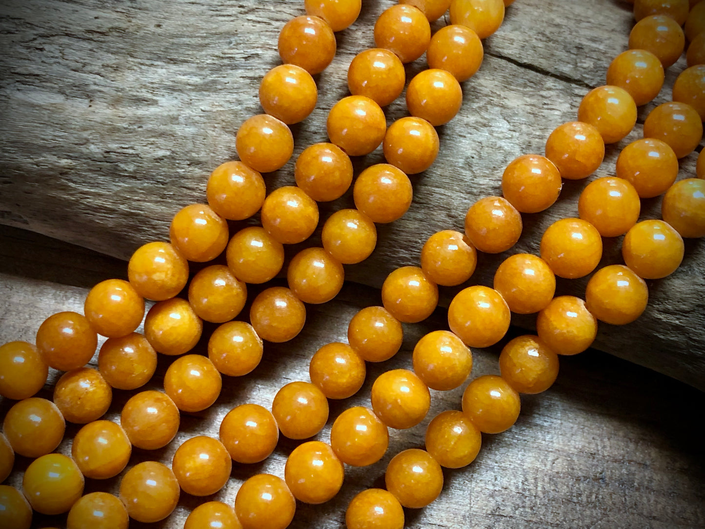 Dyed Jade Smooth Rounds - Orange - 8mm - 15.5"