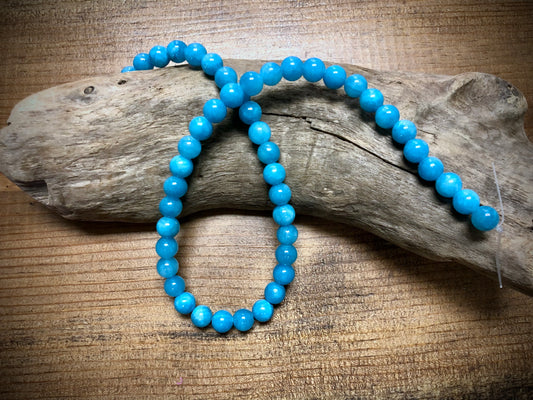 Dyed Jade Smooth Rounds - Sky Blue - 8mm - 15.5"