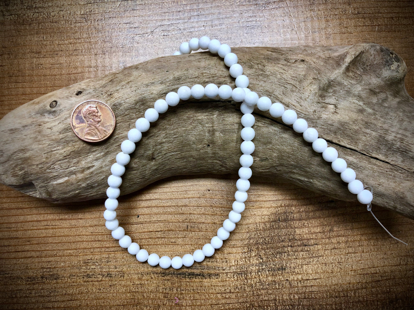 Dyed Jade Smooth Rounds - White - 6mm - 15.5"