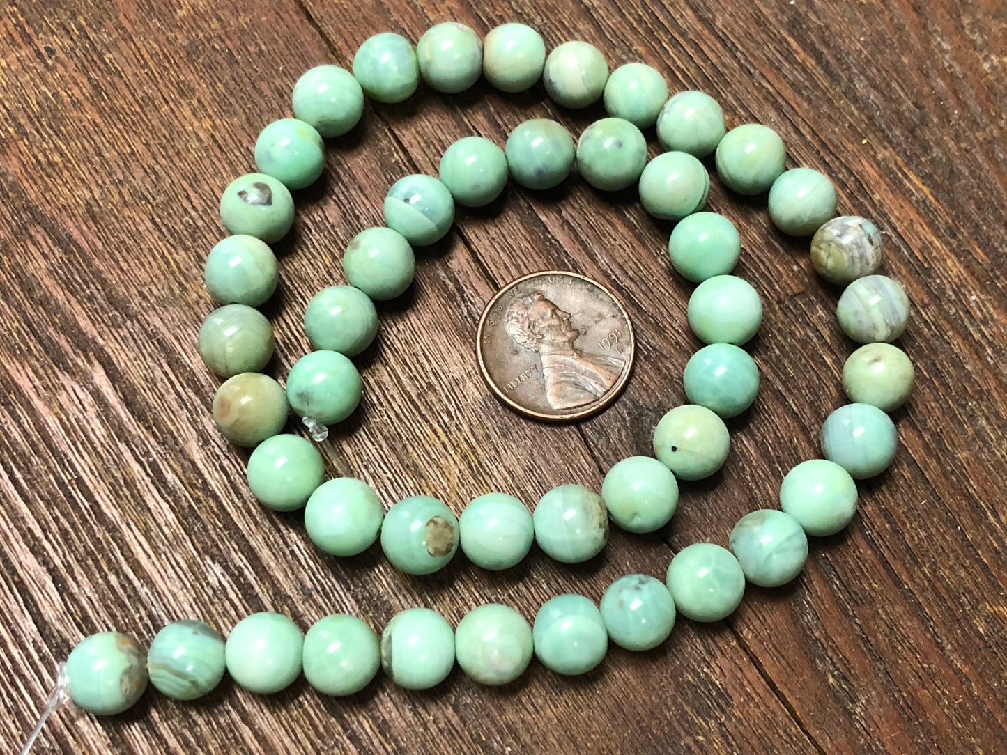 Green Terra Agate 8mm Round Beads
