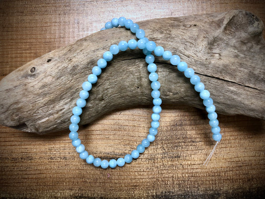 Dyed Jade Smooth Rounds - Light Blue - 6mm - 15.5"