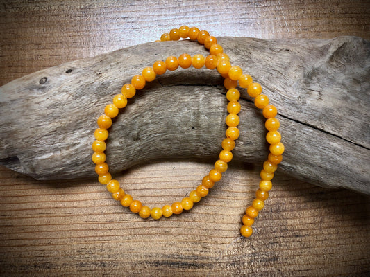 Dyed Jade Smooth Rounds - Orange - 6mm - 15.5"