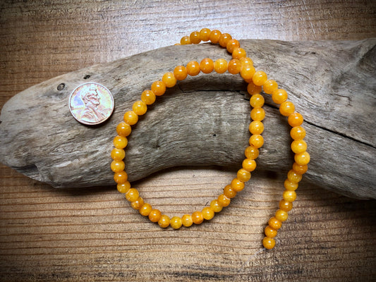 Dyed Jade Smooth Rounds - Orange - 6mm - 15.5"