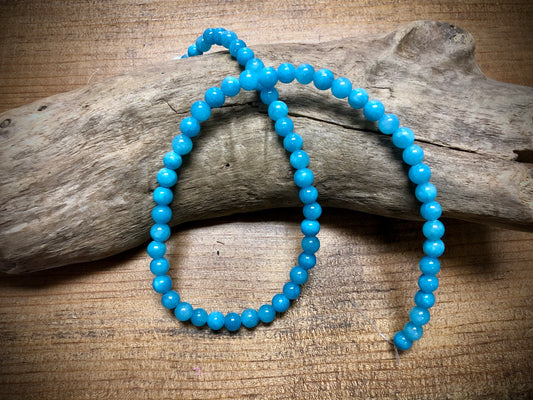 Dyed Jade Smooth Rounds - Sky Blue - 6mm - 15.5"