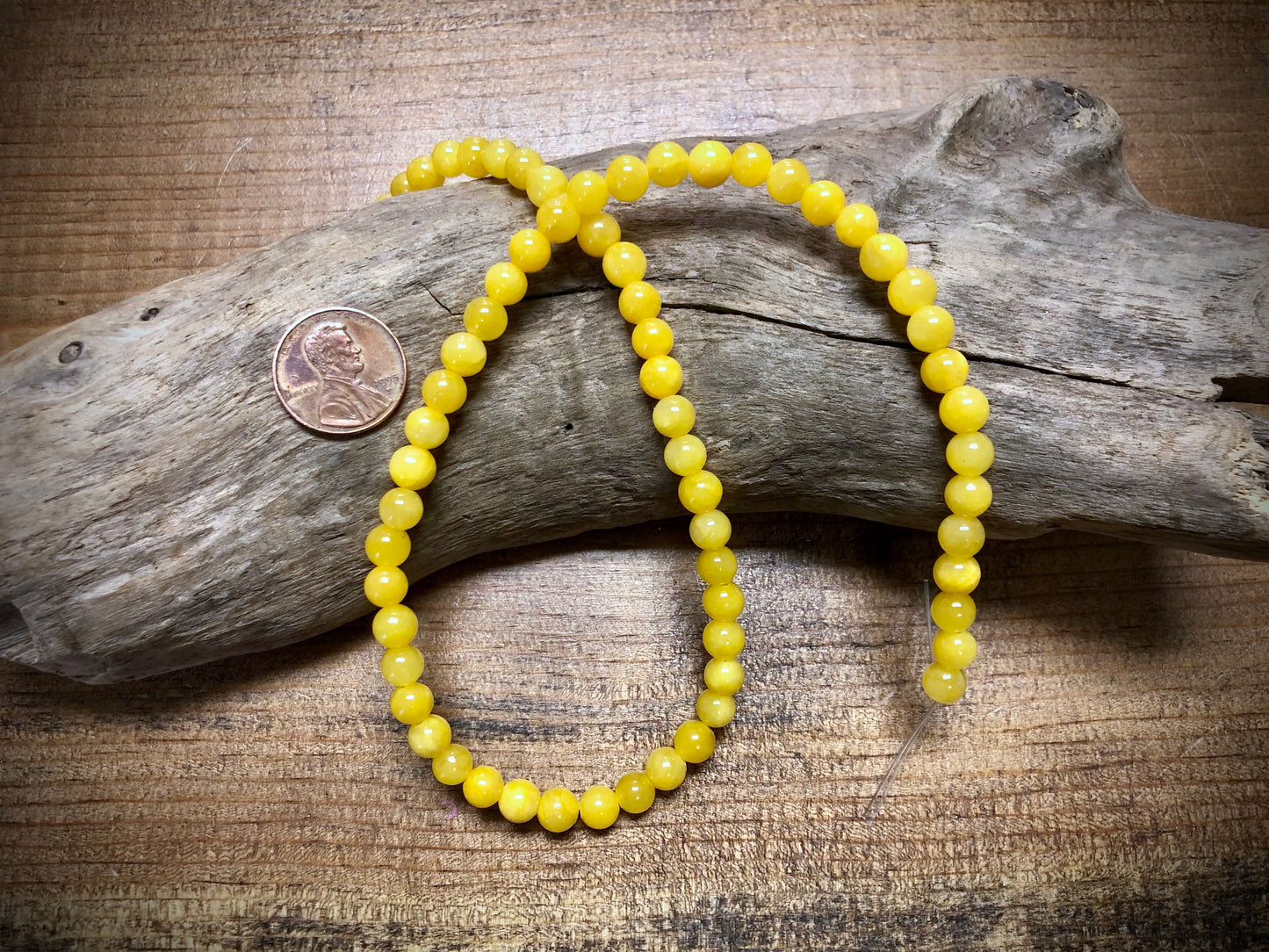 Dyed Jade Smooth Rounds - Yellow - 6mm - 15.5"