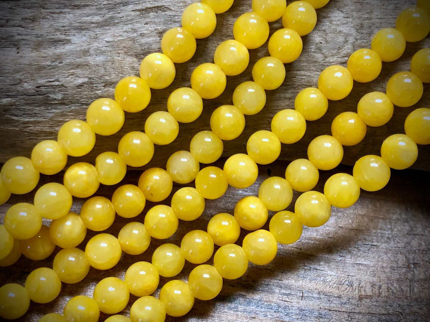 Dyed Jade Smooth Rounds - Yellow - 6mm - 15.5"