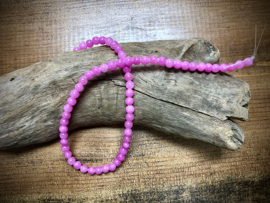 Dyed Jade Smooth Rounds - Pink - 6mm - 15.5"