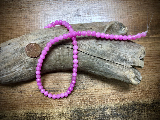 Dyed Jade Smooth Rounds - Pink - 6mm - 15.5"
