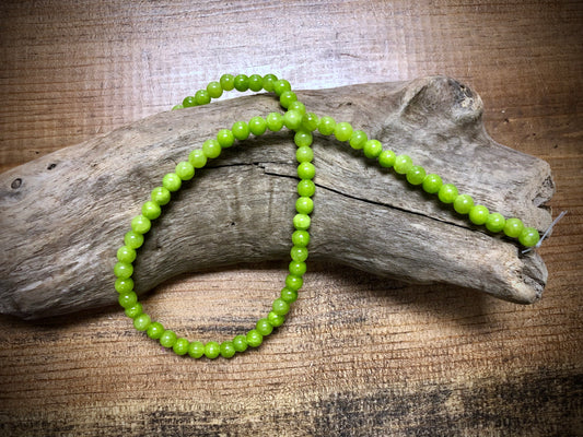 Dyed Jade Smooth Rounds - Lime Green - 6mm - 15.5"