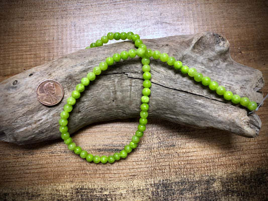 Dyed Jade Smooth Rounds - Lime Green - 6mm - 15.5"