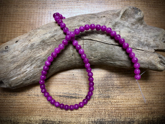 Dyed Jade Smooth Rounds - Fuchsia - 6mm - 15.5"