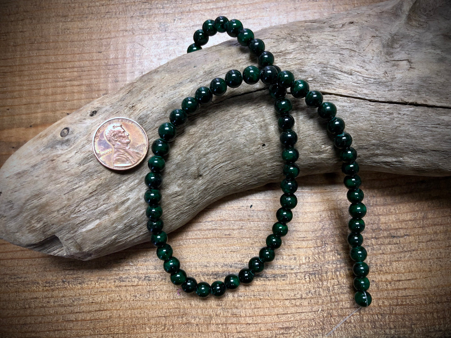 Dyed Jade Smooth Rounds - Dark Green - 6mm - 15.5"