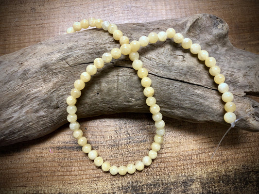 Dyed Jade Smooth Rounds - Light Yellow - 6mm - 15.5"