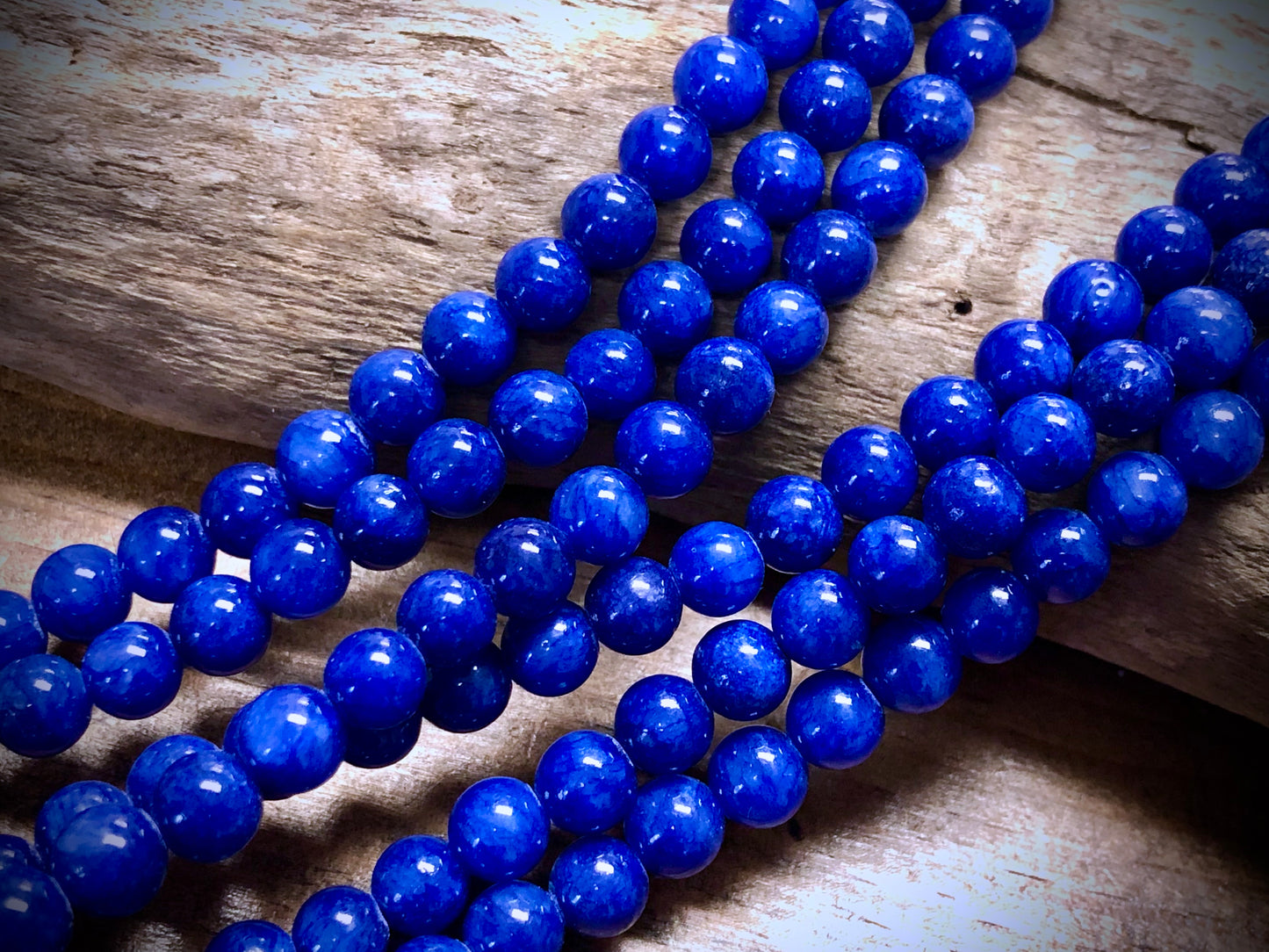 Dyed Jade Smooth Rounds - Deep Blue - 6mm - 15.5"