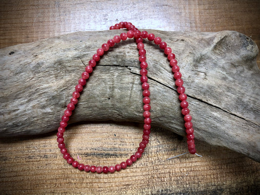 Dyed Jade Smooth Rounds - Rose Pink - 4mm - 15.5"
