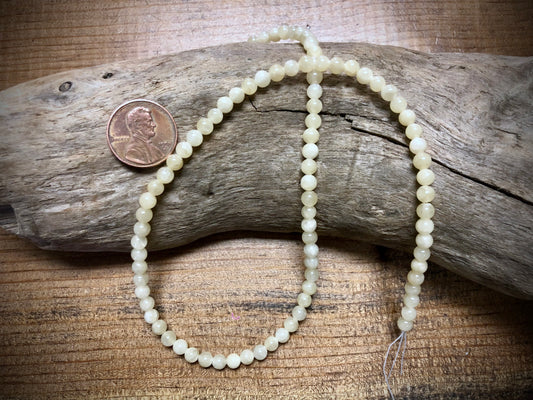 Dyed Jade Smooth Rounds - Light Yellow - 4mm - 15.5"